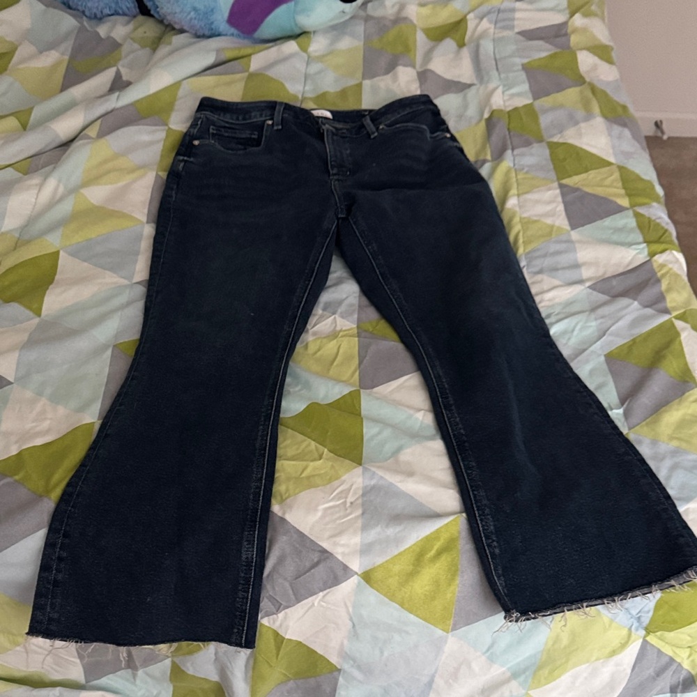 LOFT Dark Blue Flare Crop Jeans